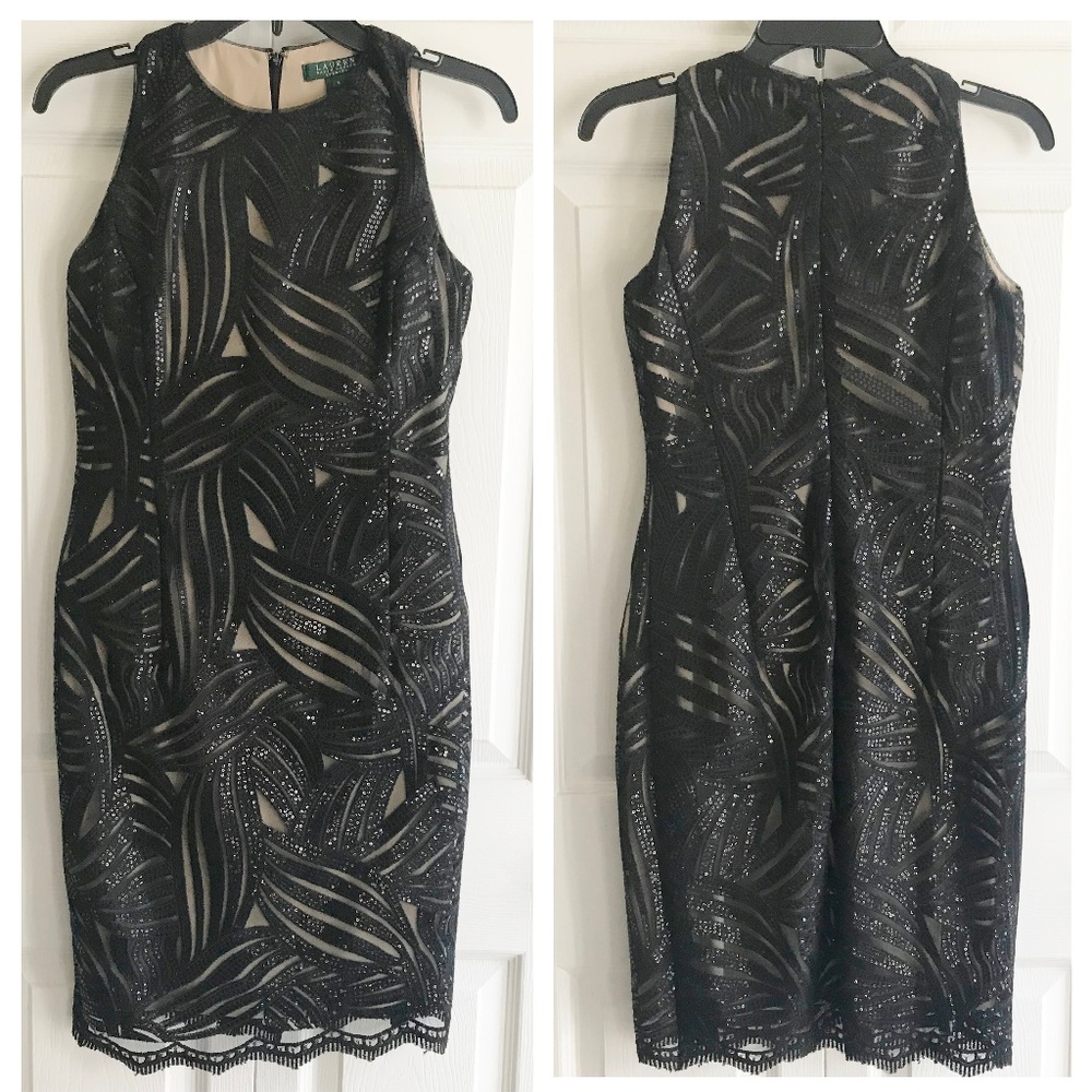 Ralph Lauren sequin embellished sleeveless sheath dress